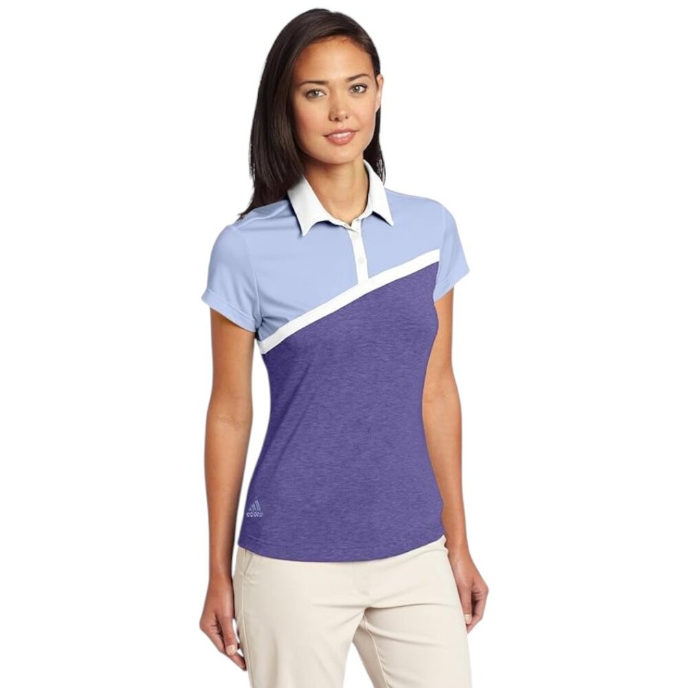 Adidas Climalite Golf Polo Purple Blue Stretch Activewear Lightweight Top Sz XL